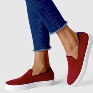 Rothy’s Sneakers Size 8 Garnet Red Slip On Original Casual Boat Beach Comfort